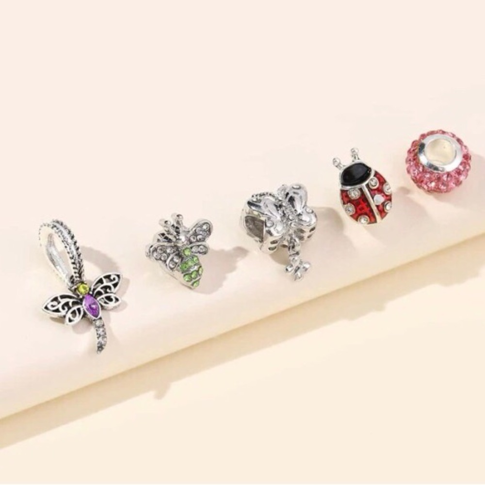 ‼️😍JUST RESTOCKED 🐞Rhinestone/Silver Charms-Dragonfly,Ladybug* Pandora STYLE* - Picture 5 of 13